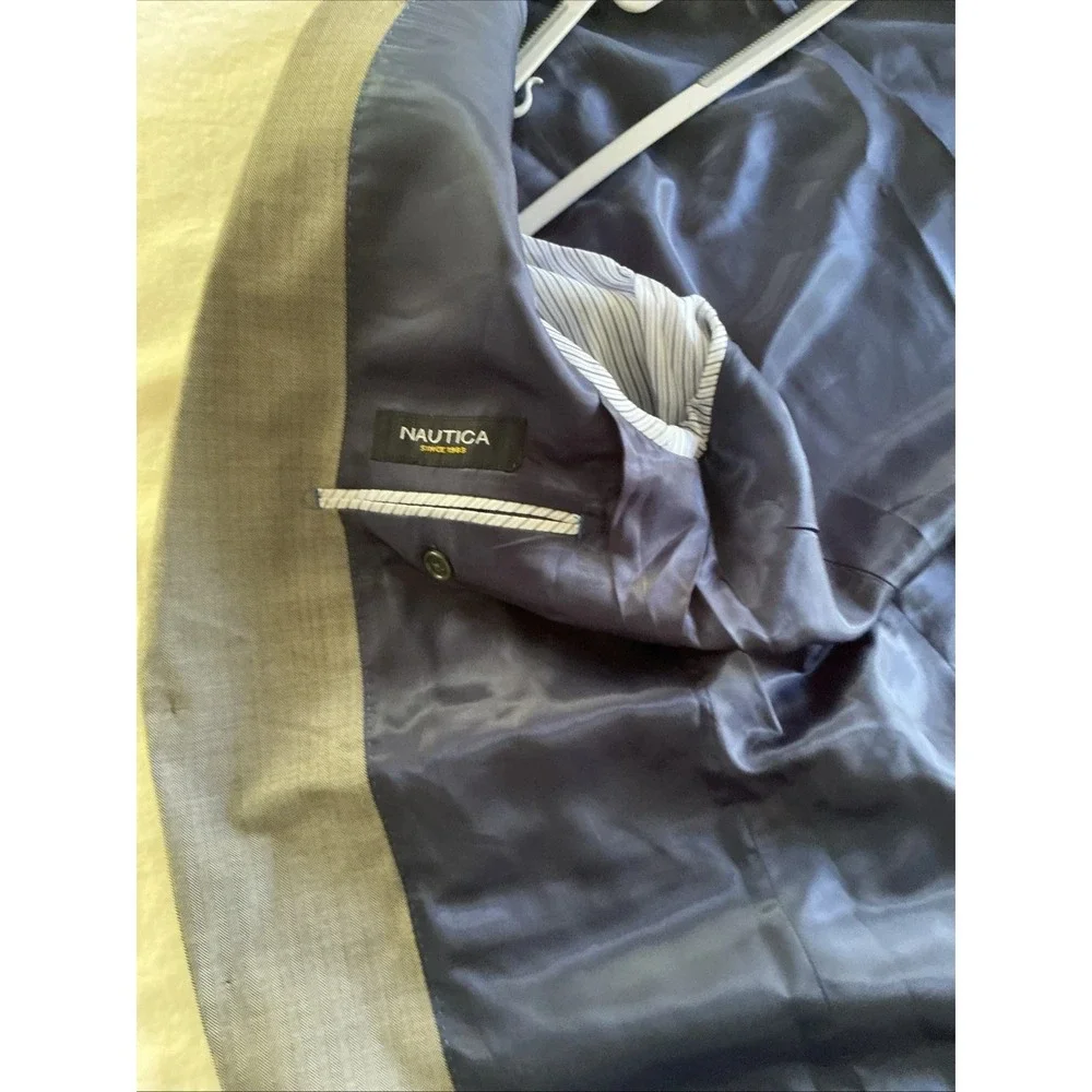 Nautica Mens 40R Silver Travelwear Harbor Wool Stretch Blazer HB2FANV NWT